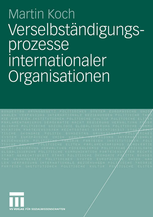 Book cover of Verselbständigungsprozesse internationaler Organisationen (2008)