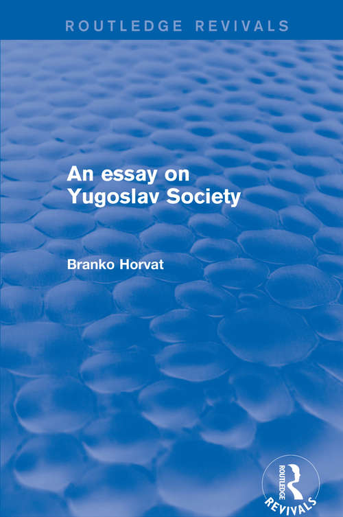 Book cover of An Essay on Yugoslav Society