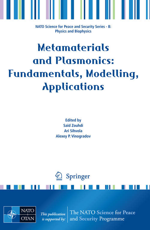 Book cover of Metamaterials and Plasmonics: Fundamentals, Modelling, Applications (2009) (NATO Science for Peace and Security Series B: Physics and Biophysics)