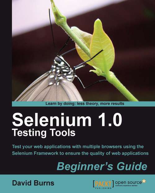 Book cover of Selenium 1.0 Testing Tools Beginner's Guide