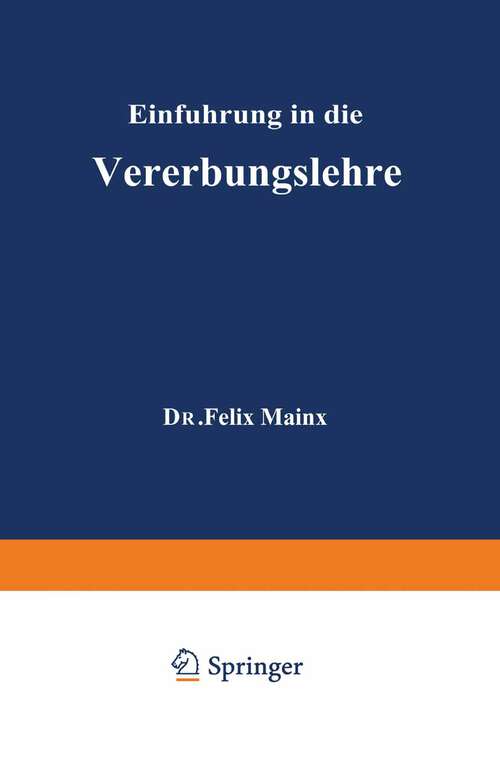 Book cover of Einführung in die Vererbungslehre (1948)