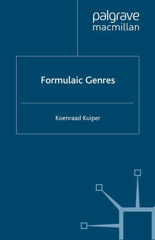 Book cover of Formulaic Genres (2009)