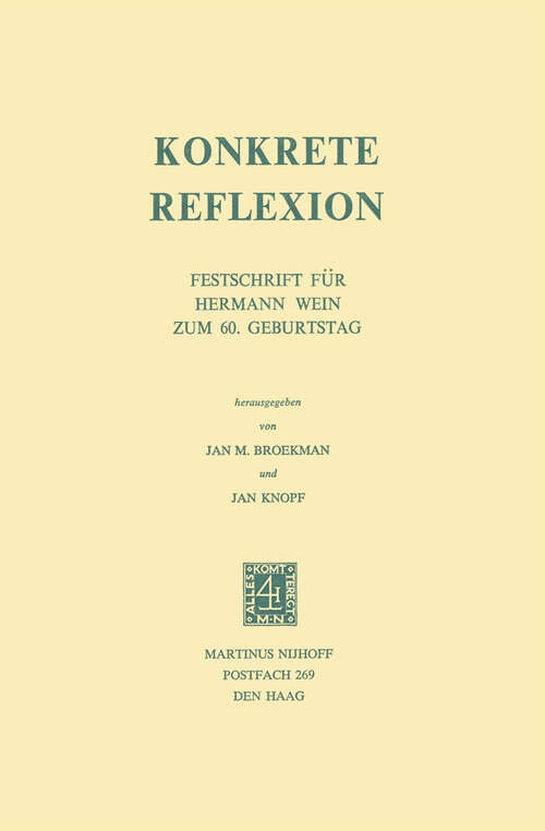 Book cover of Konkrete Reflexion: Festschrift für Hermann Wein zum 60. Geburtstag (1975)