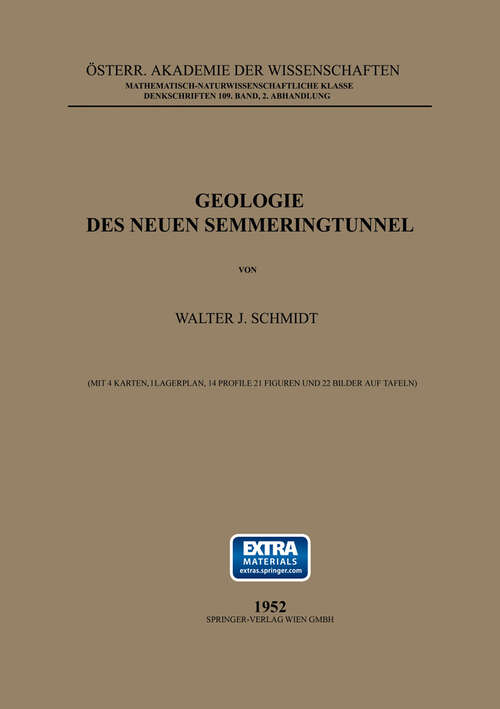 Book cover of Geologie des Neuen Semmeringtunnel (1952) (Denkschriften der Österreichischen Akademie der Wissenschaften: 109 / 2)