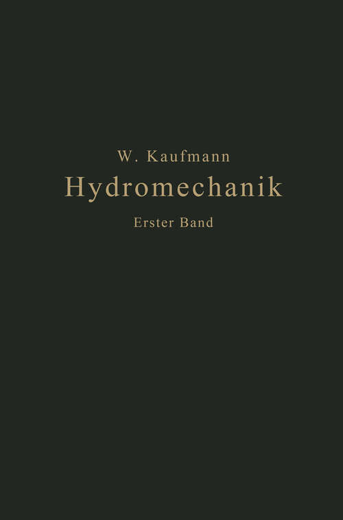 Book cover of Einführung in die Lehre vom Gleichgewicht und von der Bewegung der Flüssigkeiten (1931)