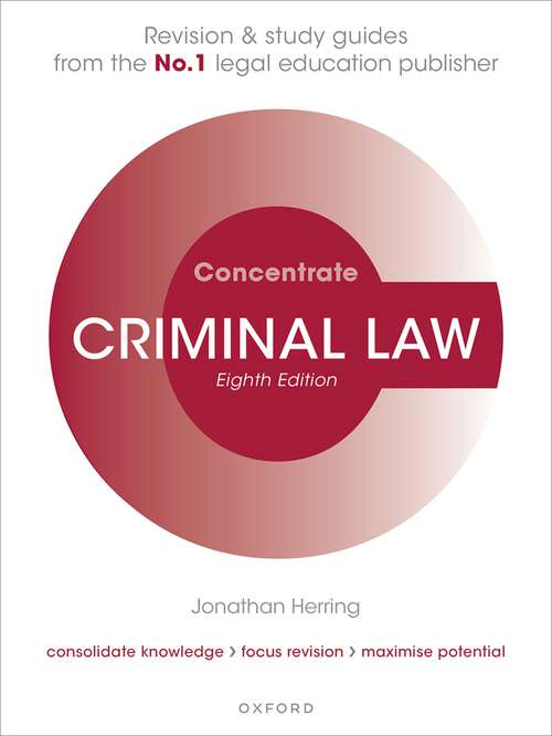 Book cover of Concentrate Criminal Law: Law Revision And Study Guide (8) (Concentrate Ser.)