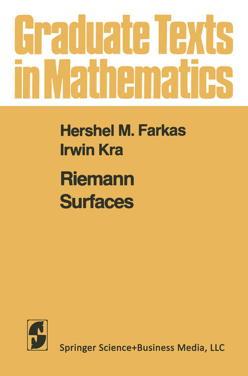 Book cover of Riemann Surfaces (1980) (Graduate Texts in Mathematics #71)