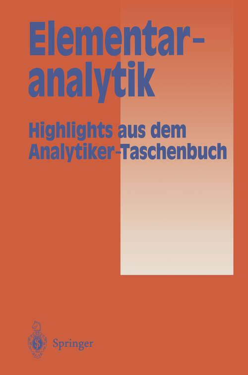 Book cover of Elementaranalytik: Highlights aus dem Analytiker-Taschenbuch (1996)