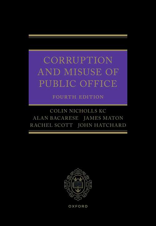 Book cover of Corruption and Misuse of Public Office