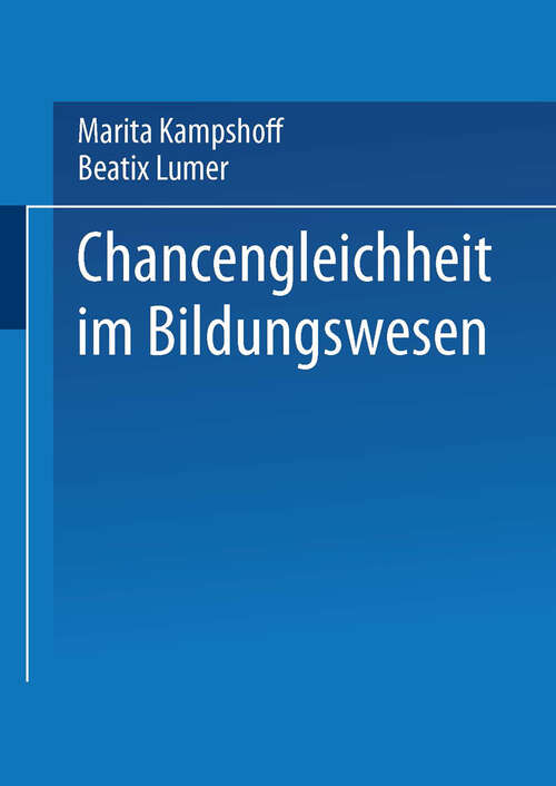 Book cover of Chancengleichheit im Bildungswesen (2002)