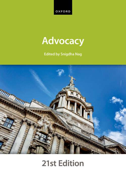 Book cover of Advocacy (21) (Bar Manuals)