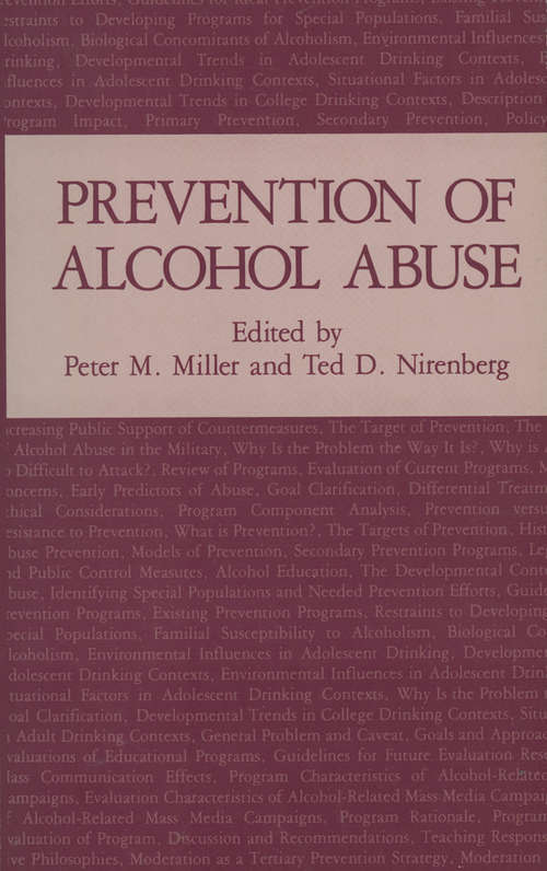 Book cover of Prevention of Alcohol Abuse (1984)