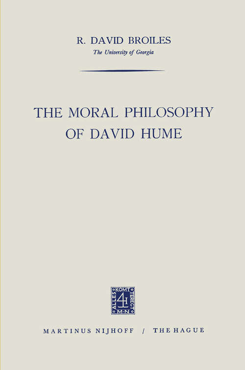 Book cover of The Moral Philosophy of David Hume (1964)