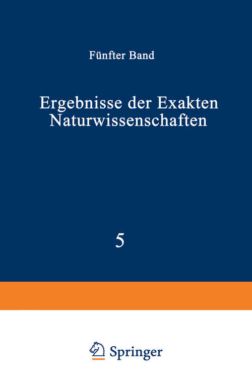 Book cover of Ergebnisse der Exakten Naturwissenschaften: Fünfter Band (1926) (Springer Tracts in Modern Physics #5)