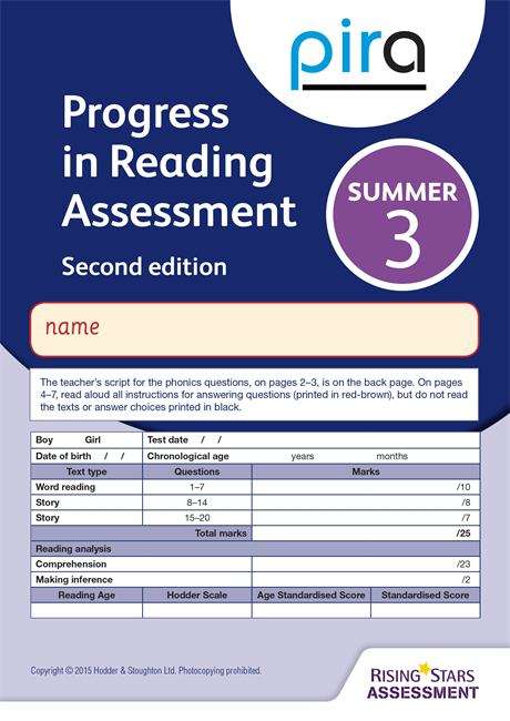 Book cover of Progress In Reading Assessment: Summer 3 (PDF)