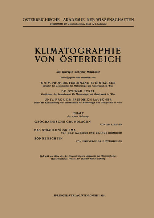 Book cover of Klimatographie von Österreich (1958)