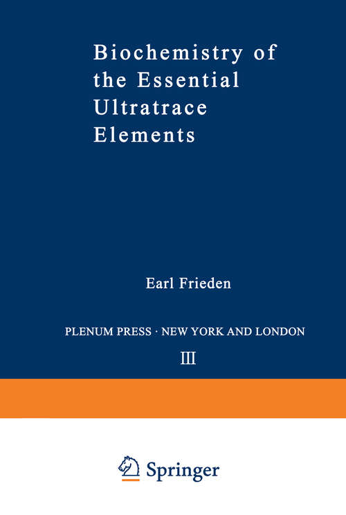 Book cover of Biochemistry of the Essential Ultratrace Elements (1984) (Biochemistry of the Elements #3)