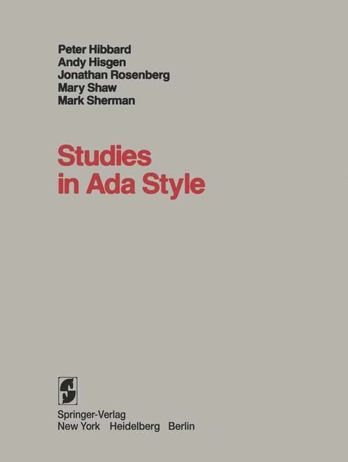 Book cover of Studies in Ada Style (1981)