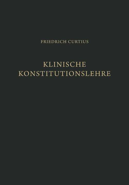 Book cover of Klinische Konstitutionslehre (1954)