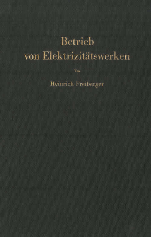 Book cover of Betrieb von Elektrizitätswerken (1961)