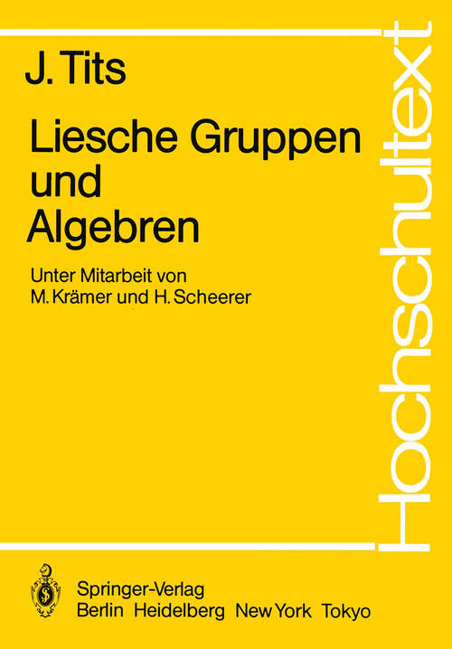 Book cover of Liesche Gruppen und Algebren (2. Aufl. 1983) (Hochschultext)