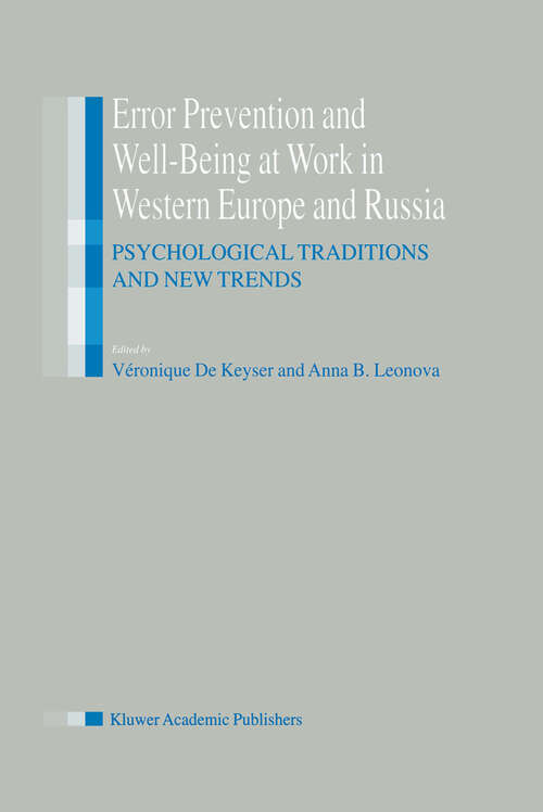 Book cover of Error Prevention and Well-Being at Work in Western Europe and Russia: Psychological Traditions and New Trends (2001)