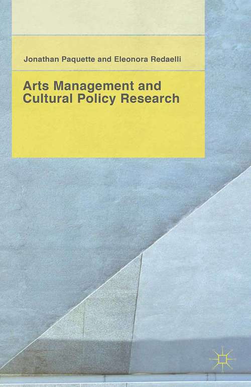 Book cover of Arts Management and Cultural Policy Research (2015)