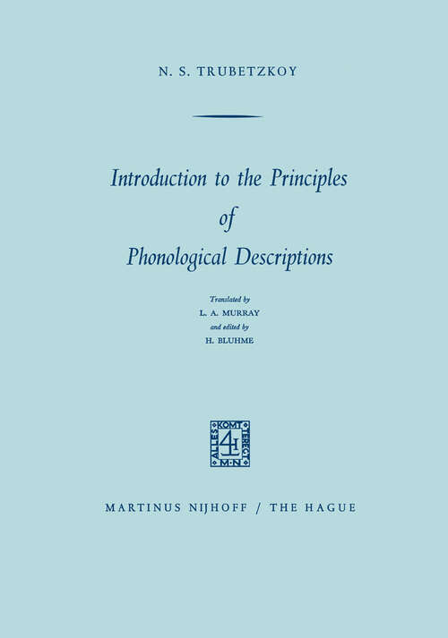 Book cover of Introduction to the Principles of Phonological Descriptions (1968)