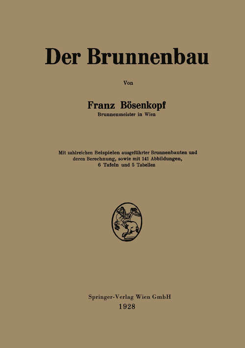 Book cover of Der Brunnenbau (1928)