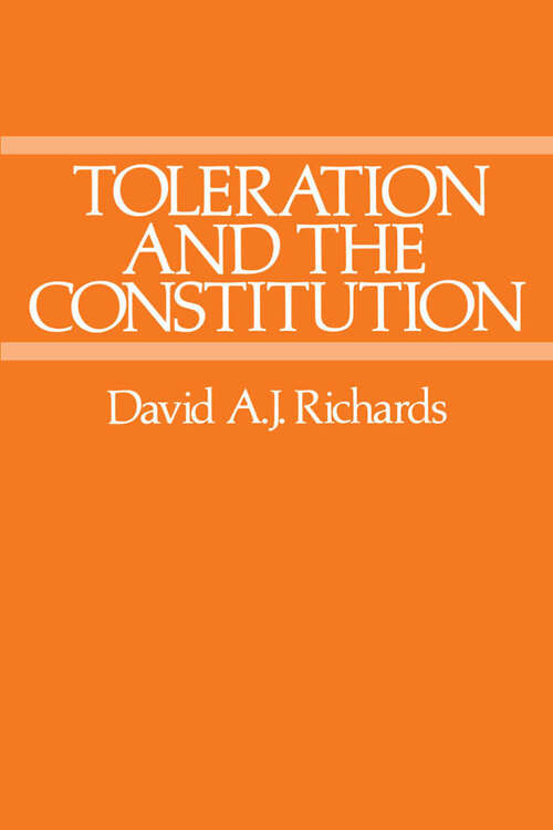 Book cover of Toleration And The Constitution