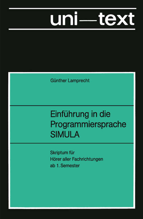 Book cover of Einführung in die Programmiersprache SIMULA: Anleitung zum Selbststudium (2. Aufl. 1982)