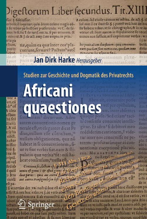 Book cover of Africani quaestiones: Studien zur Geschichte und Dogmatik des Privatrechts (2011)