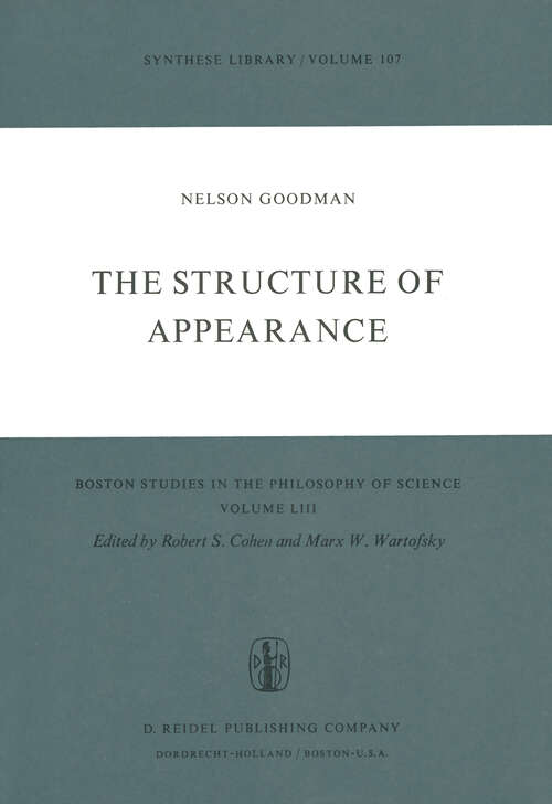 Book cover of The Structure of Appearance (3rd ed. 1977) (Boston Studies in the Philosophy and History of Science #53)