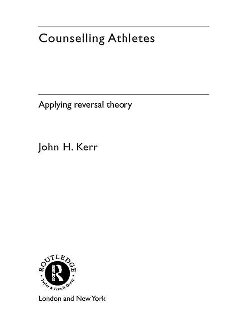 Book cover of Counselling Athletes: Applying Reversal Theory