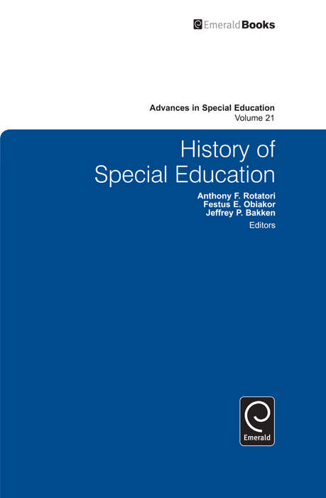Book cover of History of Special Education (Advances in Special Education #21)