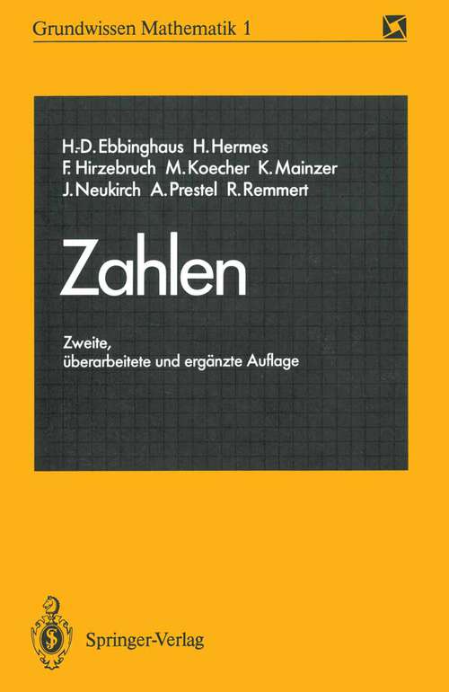 Book cover of Zahlen (2. Aufl. 1988) (Grundwissen Mathematik #1)