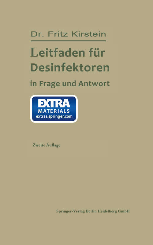 Book cover of Leitfaden für Desinfektoren in Frage und Antwort (2. Aufl. 1905)