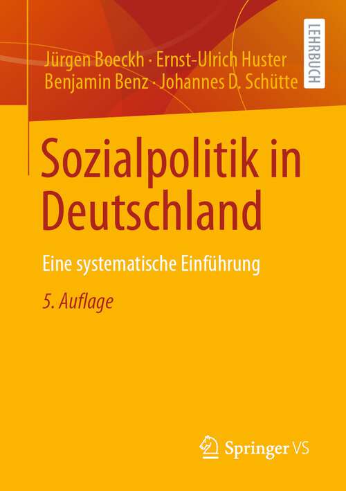 Book cover of Sozialpolitik in Deutschland: Eine systematische Einführung (5. Aufl. 2022)