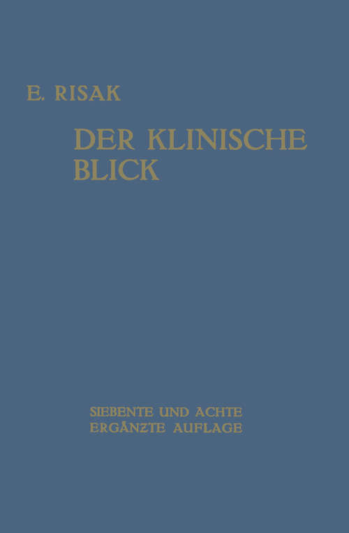 Book cover of Der Klinische Blick: (pdf) (8. Aufl. 1943)