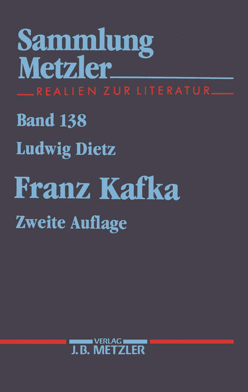 Book cover of Franz Kafka (2. Aufl. 1990) (Sammlung Metzler)