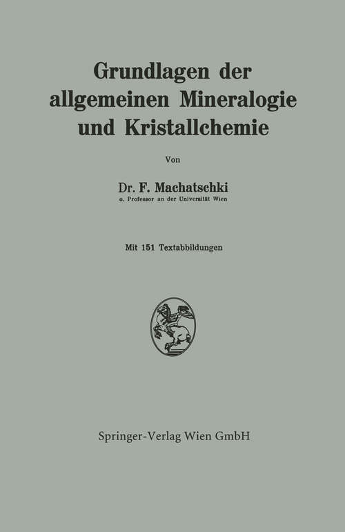 Book cover of Grundlagen der allgemeinen Mineralogie und Kristallchemie (1946)