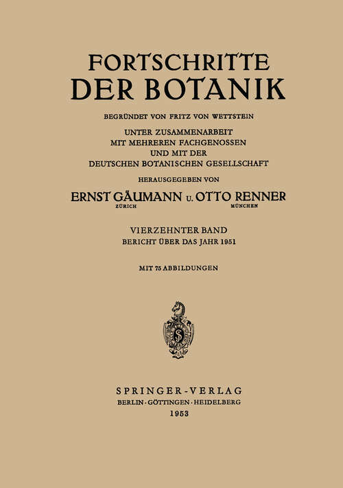 Book cover of Bericht Über das Jahr 1951 (1953) (Progress in Botany #14)