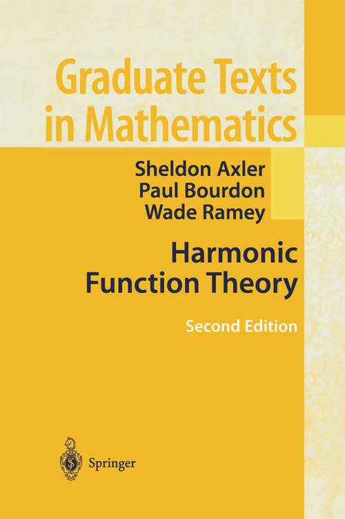 Book cover of Harmonic Function Theory (2nd ed. 2001) (Graduate Texts in Mathematics #137)