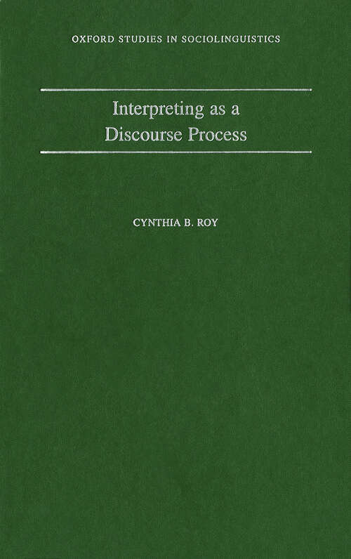 Book cover of Interpreting As a Discourse Process (Oxford Studies in Sociolinguistics)