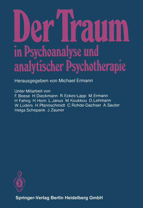 Book cover of Der Traum in Psychoanalyse und analytischer Psychotherapie (1983)