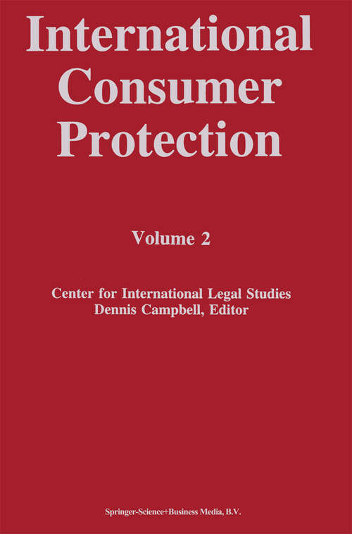 Book cover of International Consumer Protection: Volume 2 (1995)