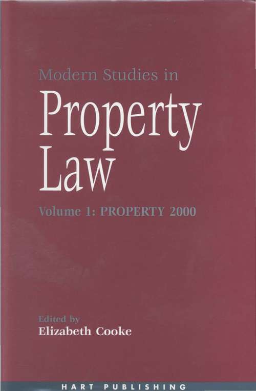 Book cover of Modern Studies in Property Law - Volume 1 (Modern Studies in Property Law)