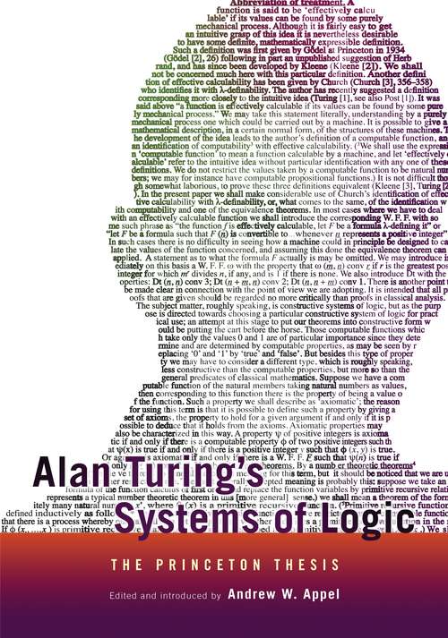 Book cover of Alan Turing's Systems of Logic: The Princeton Thesis