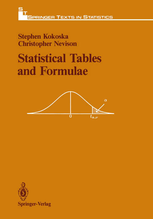 Book cover of Statistical Tables and Formulae (1989) (Springer Texts in Statistics)