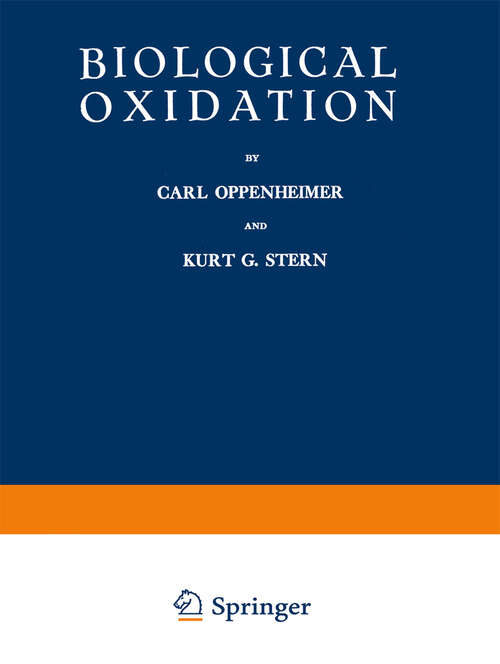 Book cover of Biological Oxidation (1939)